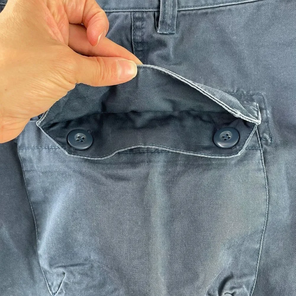UNIS Field Cargo Shorts Men Medium‎ (32x9) Blue Chino Zip Fly Made in Korea